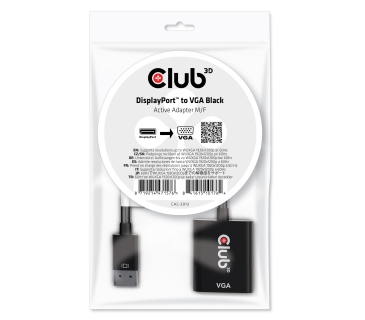 Adaptateur Ecran Club3D DISPLAY PORT 1.1A MALE TO VGA FEMALE ACTIVE ADAPTER BLACK Adaptateur Ecran Club3D DISPLAY PORT 1.1A MALE TO VGA FEMALE ACTIVE ADAPTER BLACK