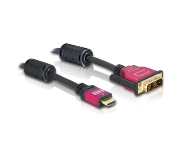 Câble Ecran HDMI-KabelPremium HDMI Typ A -> DVI(18+1) St/St 2,0m - Delock Câble Ecran HDMI-KabelPremium HDMI Typ A -> DVI(18+1) St/St 2,0m - Delock