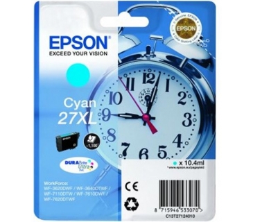 Cartouche d encre Epson 27XL cartouche d encre cyan haute capacité 10.4ml 1.100 pages blister sans alarme - DURABrite ultra encre - Epson