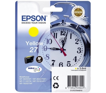 Cartouche d encre Epson 27 cartouche d encre jaune capacité standard 3.6ml 350 pages blister sans alarme - DURABrite ultra encre - Epson