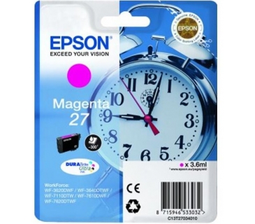 Cartouche d encre Epson 27 cartouche d encre Magenta capacité standard 3.6ml 350 pages blister sans alarme - DURABrite ultra encre - Epson