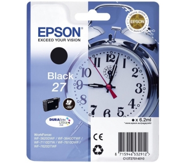 Cartouche d encre Epson 27 cartouche dencre noir capacité standard 6.2ml 350 pages blister sans alarme - DURABrite ultra encre - Epson