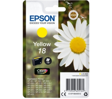 Cartouche d encre Epson 18 cartouche dencre jaune capacité standard 3.3ml 180 pages blister sans alarme - Epson