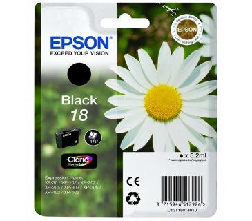 Cartouche d encre Epson 18 cartouche d encre noir capacité standard 5.2ml 175 pages blister sans alarme - Epson