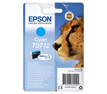 Cartouche d encre Epson T0712 cartouche dencre cyan capacité standard 5.5ml blister sans alarme - Epson