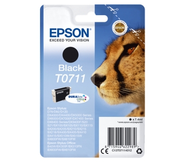 Cartouche d encre Epson T0711 cartouche dencre noir capacité standard 7.4ml blister sans alarme - Epson