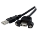 2 ft Panel Mount USB Cable A to A F/M - Panel Mount USB Extension USB A-Female to A-Male Adapter Cable 2ft - USB-A (F) Port - Startech
