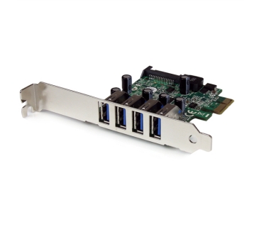 Câble USB 4 Port PCI Express PCIe SuperSpeed USB 3.0 Controller Card Adapter with SATA Power - Low Profile - Startech