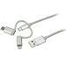 1m 3ft USB Multi Charger Cable - Lightning USB-C Micro-B - Braided - Startech
