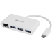 3 Port USB 3.0 Hub plus Gigabit Ethernet - USB-C - White - USB Hub with GbE - USB-C Hub - USB Type-C Hub - USB 3 Hub - Startech
