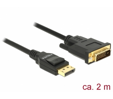 Câble Ecran DELOCK Cable DP 1.2 - DVI (24+1) St/St 2.0m Black