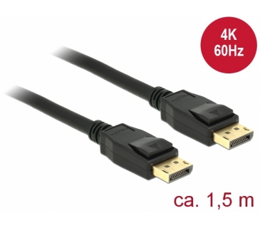 Câble Ecran DELOCK Cable DP 1.2 - DP St/St 1.5m Black 4K 60Hz
