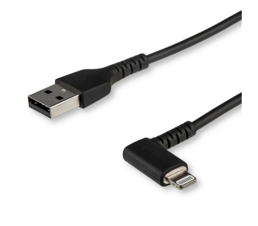 Câble USB 2m / 6.6ft Angled Lightning to USB Cable - Heavy Duty MFI Certified Lightning Cable - Black - USB to Lightning (RUSBLTMM2MBR) - Startech