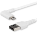 2m / 6.6ft Angled Lightning to USB Cable - Heavy Duty MFI Certified Lightning Cable - White - USB to Lightning (RUSBLTMM2MWR) - Startech