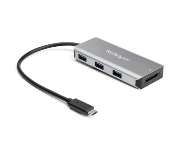 HUB Adapter USB / A / C Multi 3-Port USB-C Hub 10 Gbps with SD Card Reader & 9.8# Attached Host Cable - 3x USB-A (HB31C3ASDMB) - Startech