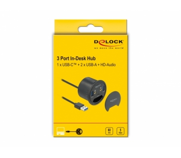 HUB Adapter USB / A / C Multi DELOCK USB-HUB 3Port 1x Typ-C / 2x Typ-A + HD-Audio Ports
