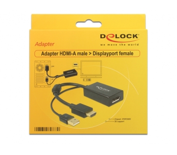 Adaptateur Ecran Delock HDMI AdapterA - Displayport St/Bu +USB Strom 4K - Delock