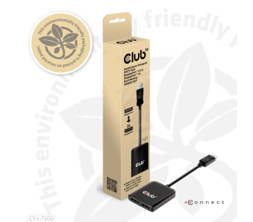 Adaptateur Ecran Club3D DP 1.4 TO 2 DISPLAYPORT 1.4 SUPPORTS UPTO 2 4K60HZ - USB POWERED