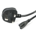 1m Laptop Power Cord 2 Slot for UK - BS-1363 to IEC320 C7 Power Cable Lead - C7 Laptop Cord - Replacement Laptop Power Cord - Startech