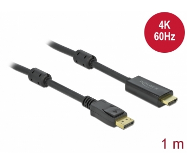 Câble Ecran DELOCK DisplayPort 1.2 HDMI Cable 4K 60Hz 1,0m aktiv