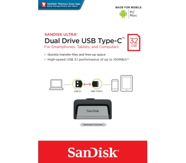 Mémoire USB Sandisk Ultra Dual Typ C 32GB