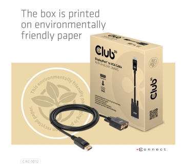 Adaptateur Ecran Club3D DISPLAYPORT TO VGA CABLE M/M/ 2m 28AWG