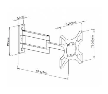 Fixation TFT LCD TV Techly Wall Mount LCD 19 -37 neig/drehbar 3 Gelenke schw - Techly