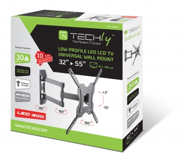 Fixation TFT LCD TV Techly Wall Mount for 1 Display 32-55 slim - Techly
