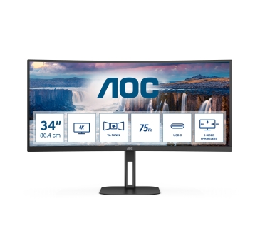 Moniteur Aoc OC Online Curved 34 CU34V5C/BK - Dalle VA - Aoc