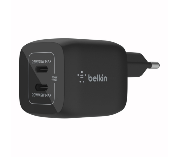 Câble USB BELKIN 45W PD PPS Dual USB-C GaN Charger Black Universal - Belkin