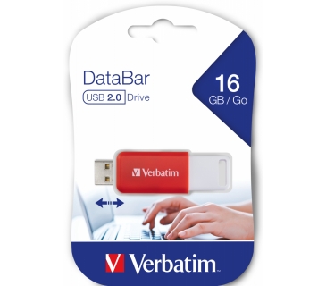 Mémoire USB Verbatim USB-Stick 16GB Verbatim V DataBar USB 2.0 Drive Red retail