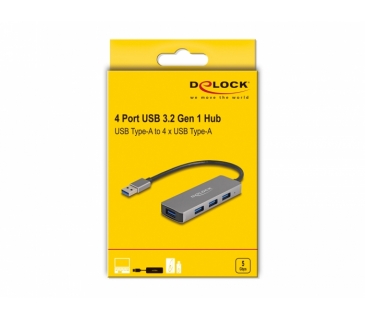 HUB Adapter USB / A / C Multi DELOCK 4 Port USB 3.2 Gen 1 Hub with USB Typ-A Anschluss