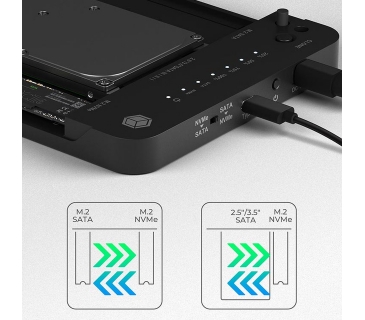 Docking Disque Dur Icy Box Clone Station Docking IcyBox 2,5 3,5 M.2 SATA NVMe USB3.2 retail - Icy Box