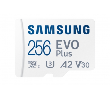 Carte Mémoire EVO PLUS microSD 256GB 2024 incl. SD Adapter memory card UHS-I U3 Full HD and 4K UHD 160MB/s read BE (P) - Samsung