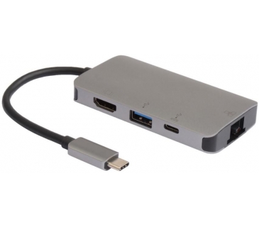 HUB Adapter USB / A / C Multi USB-C Mini Dock, USB-C to HDMI, USB A 3.0, USB-C & RJ45