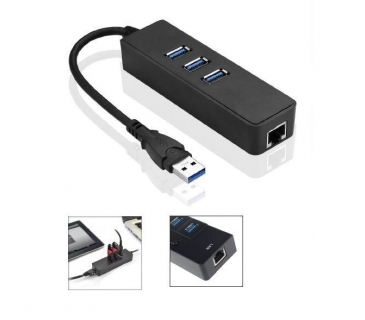 HUB Adapter USB / A / C Multi USB 3.0 HUB with Gigabit Ethernet Adapter, 3 extra SuperSpeed USB 3.0 ports with RJ45 Gigabit Ethernet port.