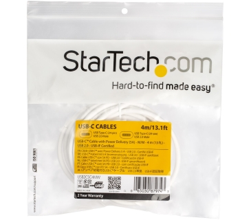 Câble USB USB C to USB C Cable - 13 ft / 4m - 5A PD - M/M - White - US