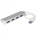 4 Port Portable USB 3.0 Hub with Built-in Cable - Aluminum a