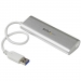 4 Port Portable USB 3.0 Hub with Built-in Cable - Aluminum a