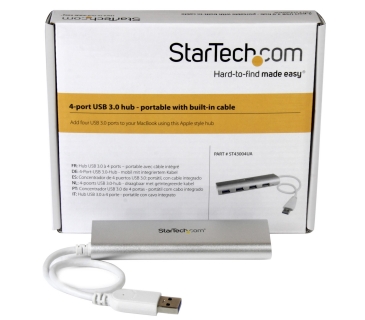 Câble USB 4 Port Portable USB 3.0 Hub with Built-in Cable - Aluminum a