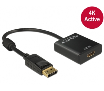 Adaptateur Ecran DELOCK Adapter DELOCK DisplayPort 1.2 St. HDMI-Bu. 4K (aktiv) 0,20cm [bk] - Delock