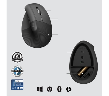 Souris Logitech LIFT FOR BUSINESS - GRAPHITE / Black - EMEA - Logitech