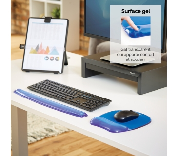 Tapis souris Fellowes Crystal Gel Handgelenkauflage, blau