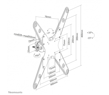 Fixation TFT LCD TV NewStar Neomounts by Newstar Screen Pole Clamp/Truss Mount 1 pivot VESA 400x400 (polediameter 28-50 mm) - Newstar
