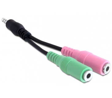 Adaptateur Audio Video Audio Adapter3,5mm 4pin -> 2x 3,5mm stereo St/Bu - Delock