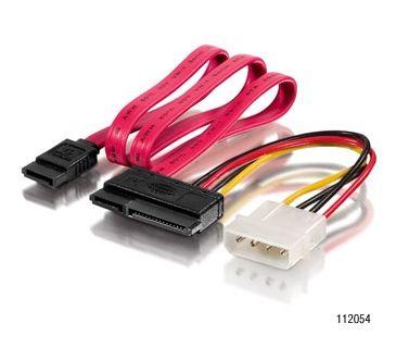 Câble Sata Power Cable Equip SATA 15+7pol Bu > 4pin+SATA 7pin St/Bu 0.5m - Equip