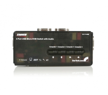 Switch KVM 4 PORT MINI USB KVM KIT WITH CABLES AND AUDIO SWITCHING UK - Startech