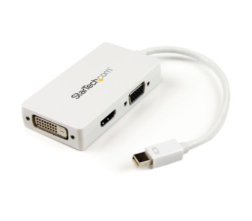 Adaptateur Ecran Startech Mini DisplayPort to VGA DVI HDMI Adapter 3 in 1 Mdp Converter Ideal for MacBook Pro MacBook Air Thunderbolt Port to VGA DVI HDMI Video Adapter Converter-White - Startech