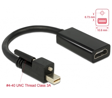 Adaptateur Ecran Delock Displayport Adaptermini DP - HDMI St/Bu 4K +Schraub - Delock
