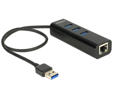 HUB Adapter USB / A / C Multi USB-Hub3-Port USB3.0, +1x Gigabit LAN - Delock